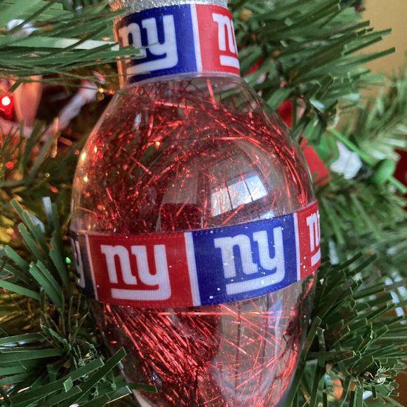 New York Giants Tinsel Light Bulb Hanging Christmas Ornament 6” x 3” - Picture 8 of 8